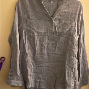 Gray Button-Up Blouse